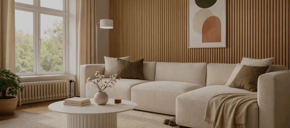 Schallabsorbierende Holzwandplatte (270 × 110 cm)